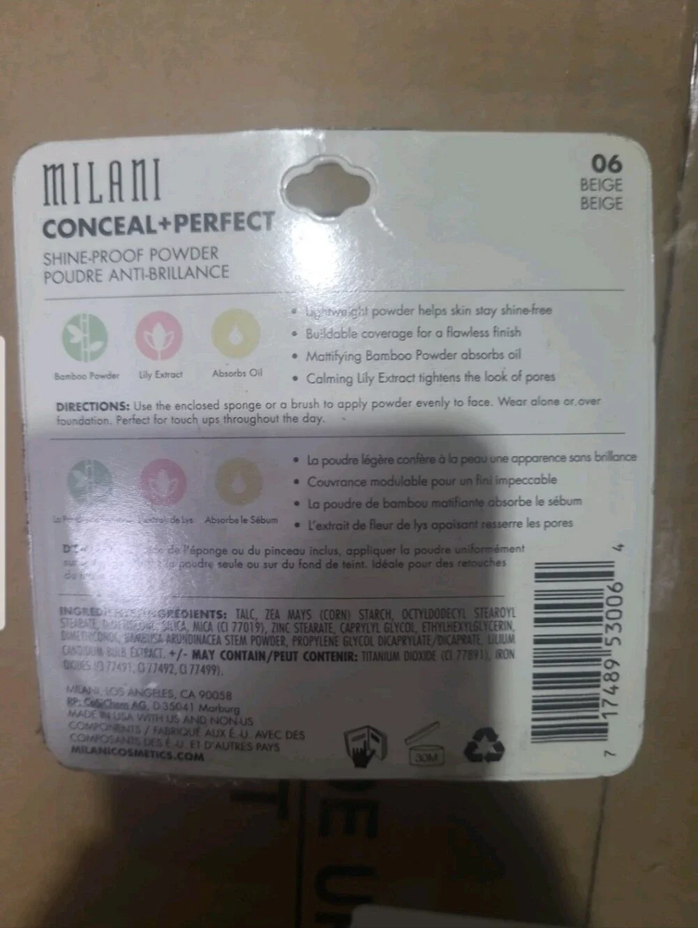 Milani Conceal + Perfect Shine-Proof Powder Beige 06 -